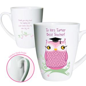 Personalised Miss Owl Teacher Small Latte Mug