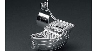 Personalised Money Box - Silver Plated Pirate Ship