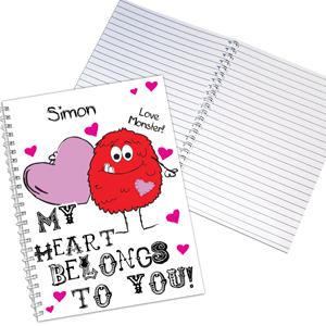 Personalised Monster Heart A5 Notebook