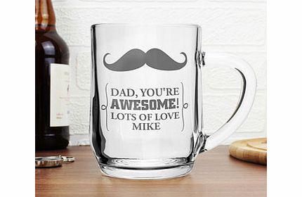 Personalised Moustache Glass Tankard