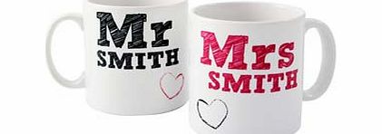 Personalised Mr and Mrs Mug Set