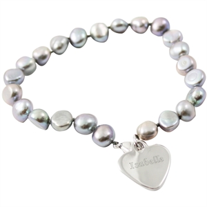 Personalised Name Bracelet - Grey Pearl
