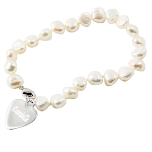 Personalised Name Bracelet - White Pearl