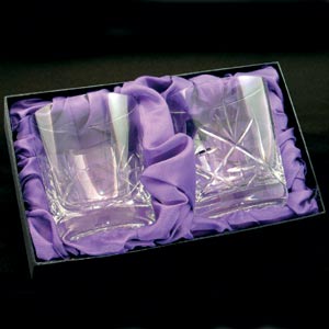 personalised Pair of Crystal Cut Whisky Tumblers