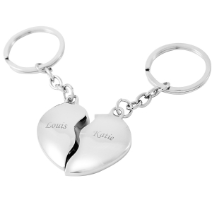 personalised Pair Of Heart Keyrings