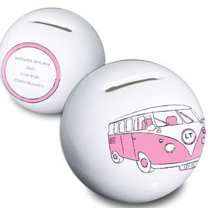 Personalised Pink Campervan Moneybox