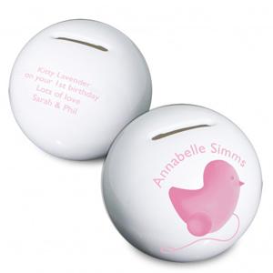 Personalised Pink Chick Moneybox