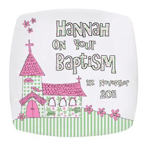 Personalised Pink Church Plate