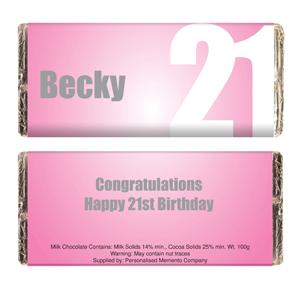 Personalised Pink Number Chocolate Bar