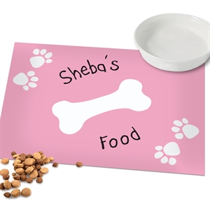 Personalised Pink Paw Print Dog Food Mat