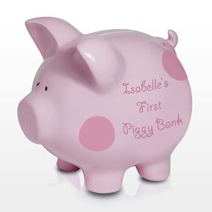 Personalised Polka Dot Pink Piggy Moneybank