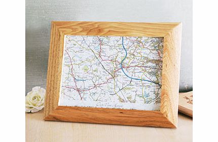 Personalised Present Day Postcode Map in Oak 10