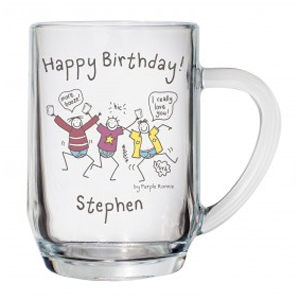 personalised Purple Ronnie Birthday Glass Tankard