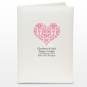 Personalised Red Damask Heart Album with Sleeves