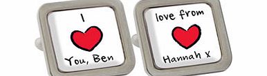 Personalised Red Heart Cufflinks