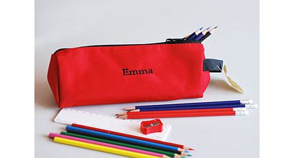 Personalised Red Pencil Case And Content