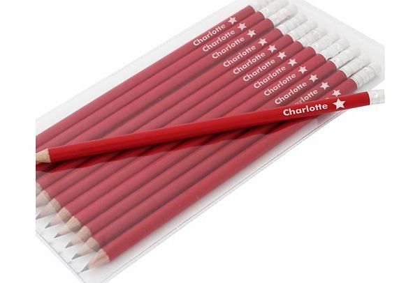 Personalised Red Pencils with Star Motif