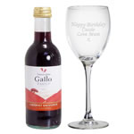 Personalised Red Wine Glass with Mini Bottle of