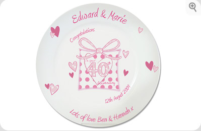 personalised Ruby Anniversary Plate - Presents Design