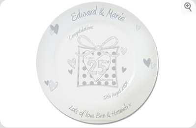 personalised Silver Anniversary Plate - Presents Design