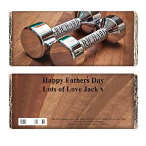 Personalised Silver Dumb Bells Chocolate Bar