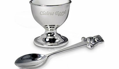 Personalised Silver Egg Cup and Spoon