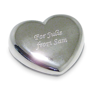 personalised Silver Plated Heart Paperweight