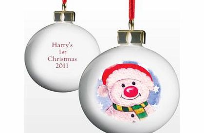 Personalised Snowman Red Nose Bauble