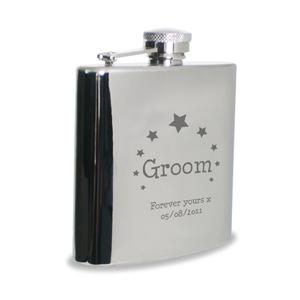 Personalised Stars Groom Hipflask