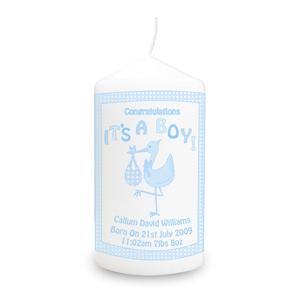 Personalised Stork Its a Boy Candle
