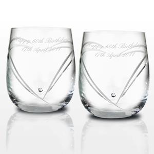 Personalised Swarovski Heart Whisky Glasses