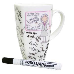 personalised Teacher Message Mug and Pen-Pink