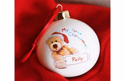 Personalised Teddy Baby 1st First Christmas Bauble