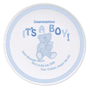 Personalised Teddy Its a Boy Plate