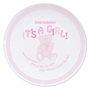 Teddy Its a Girl Plate