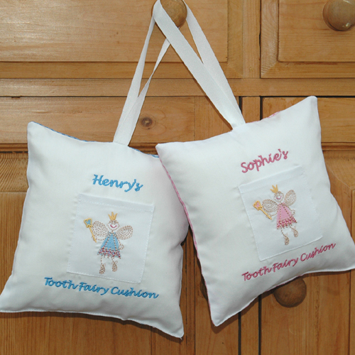 personalised Tooth Fairy Cushion Blue