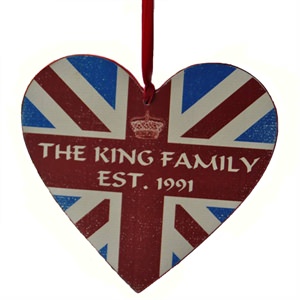 Personalised Union Jack Heart - Family Name Sign