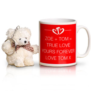 Personalised Valentines Message Mug and Bear