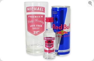 personalised Vodka and Red Bull Birthday Set