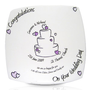 personalised Wedding Cake Square Plate