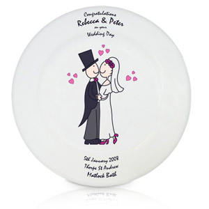 personalised Wedding Couple Cartoon Plate