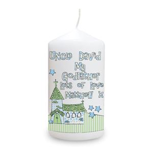 Personalised Whimsical Church Godfather Candle