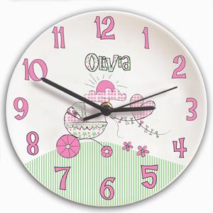 Personalised Whimsical Pram Clock