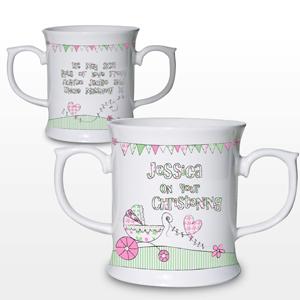 Personalised Whimsical Pram Pink Mug