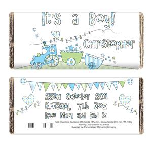 Personalised Whimsical Train Its a Boy Chocolate