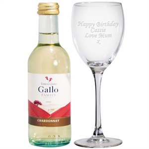 Personalised Wine Glass and White Wine Gift Set