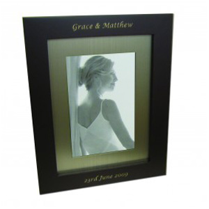 personalised Wood With Metal Inlay Photo Frame