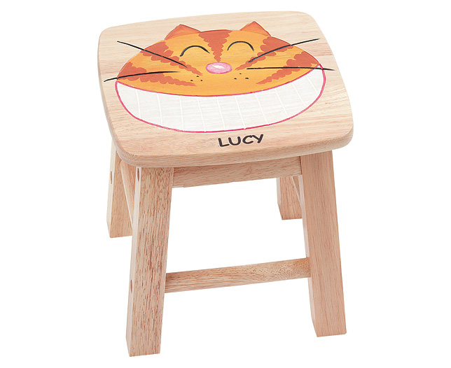 Personalised Wooden Animal Face Stools- Cat