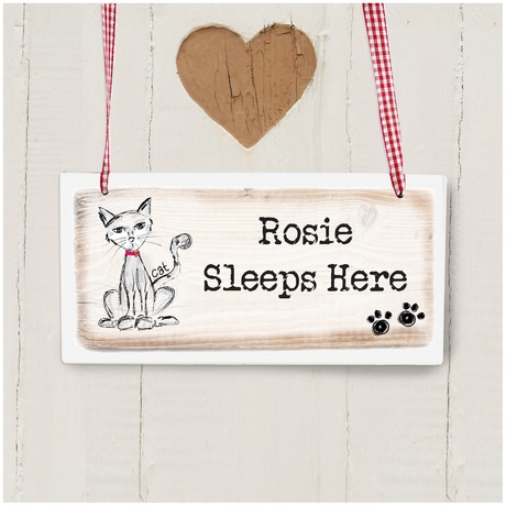 Personalised Wooden Cat Sign