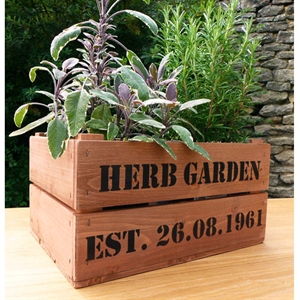 Personalised Wooden Planter Box with Italian Herbs